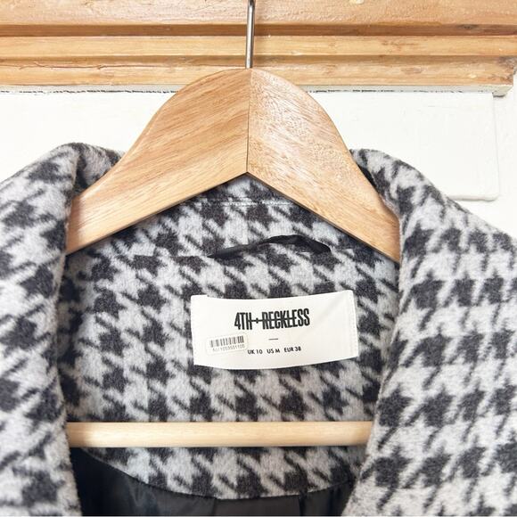 4th & Reckless Houndstooth Oversized Coat Longline Overcoat Jacket Size M - Picture 4 of 7